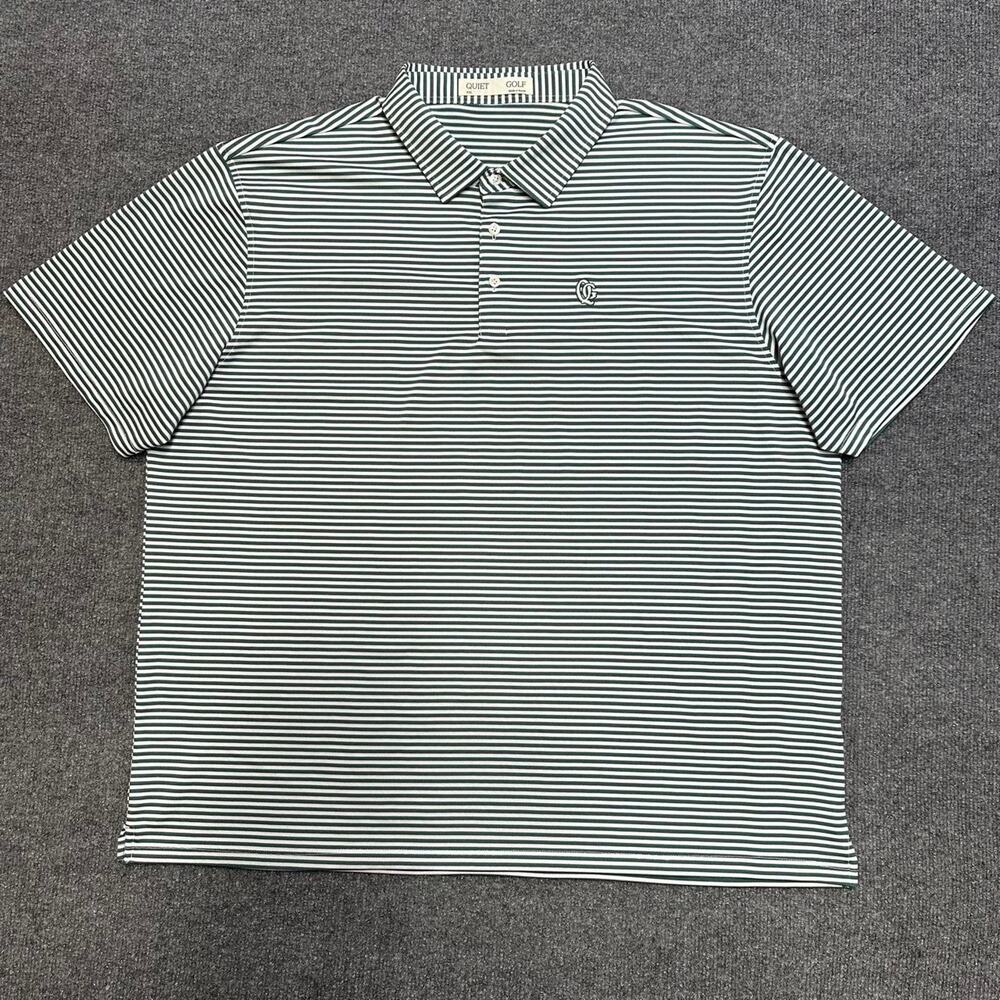 QUIET GOLF Men's Randolph Polo Active Pique Technical Stripes Collar Shirt XXL